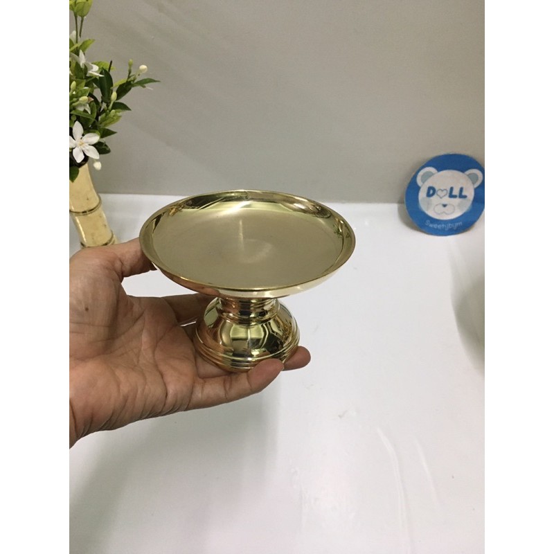 Brass byfa พานรองของขัน 5นิ้ว วัดจริงพานกว้าง 4.2”งานทองเหลืองแท้ หล่อหนาหนัก – โปรปัง