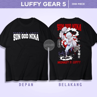 เสื้อยืดผ้าฝ้ายพิมพ์ลายขายดี เสื้อยืดผ้าฝ้ายพิมพ์ลายKAOS ANIME | ONE PIECE - LUFFY GEAR 5 A1822