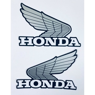 สติ๊กเกอร์ Honda สติ๊กเกอร์ปีกHonda สีเงิน Retro Classic สติกเกอร์ PVC ปีกนก ฮอนด้า โลโก้ รถมอเตอร์ไซค์ ติดรถ แต่งรถ