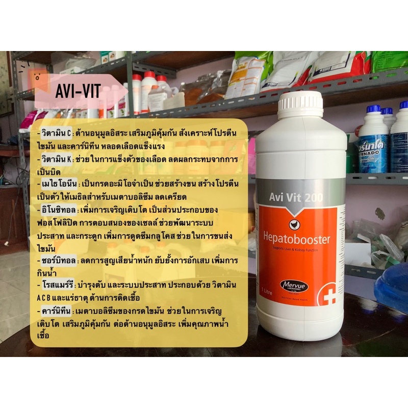 เอวิวิท 200 Avivit 200 บำรุงตับไต รังไข่ในสัตว์ปีก ไก่ เป็ด ขนาด 1 ลิตร
