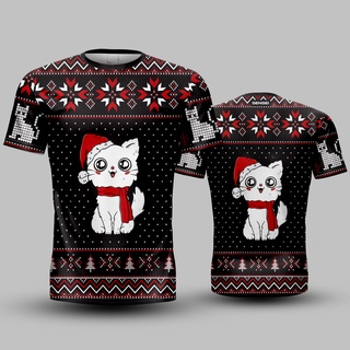 🌈โค้ดSENSEIOMGลด15%🌈เสื้อแขนสั้นพิมพ์ลาย(หน้า-หลัง) SENSEI ลายCAT Christmas4