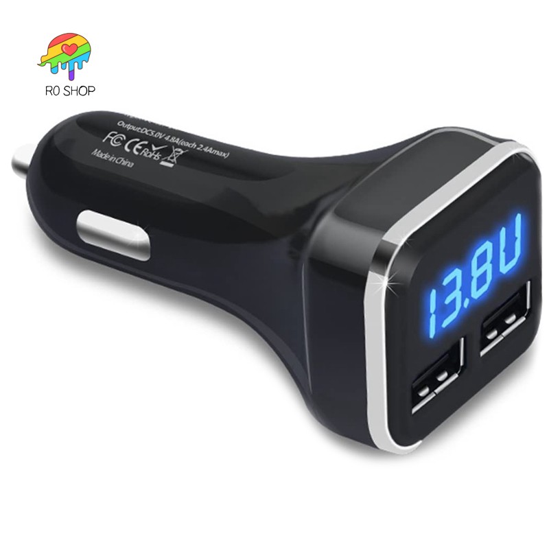 -เครื่องชาร์จในรถยนต์โวลต์มิเตอร์แบตเตอรี่รถยนต์พร้อมจอแสดงผล LED แรงดันไฟฟ้าและแอมป์สําหรับ iPhone 11 / Xs ,Galaxy S20 / S10