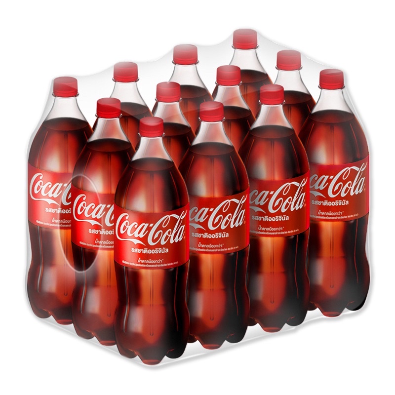 Coca Cola โค้ก น้ำอัดลม รสชาติออริจินัล สูตรน้ำตาลน้อยกว่า ขนาด 1.25 ลิตร x 12 ขวด