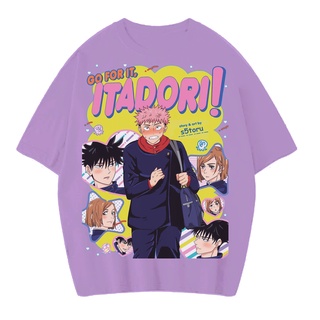 เสื้อยืดแขนสั้น พิมพ์ลายอนิเมะ JUJUTSU KAISEN GO FOR IT ITADORI VINTAGE TEE ขนาดใหญ่ สําหรับผู้ชาย