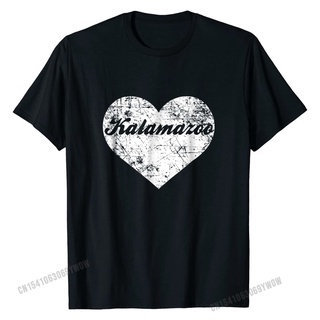 T-shirt  เสื้อยืดลําลอง ผ้าฝ้าย แขนสั้น พิมพ์ลาย I Love Michigan Kalamazoo น่ารัก เรียบง่าย สําหรับผู้ชายS-5XL