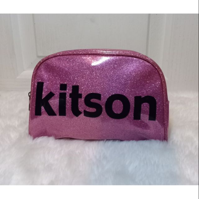 กระเป๋าใส่เครื่องสำอาง #kitson พลาสติคเคลือบสีชมพู