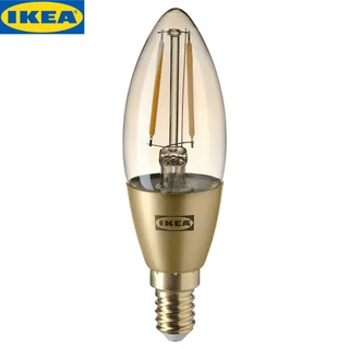 IKEA ROLLSBO โรลล์สบู หลอดไฟ LED E14 200 ลูเมน, หรี่ไฟได้/หลอดจำปา แก้วใสสีน้ำตาล2200 เคลวิน ประหยัดไฟ