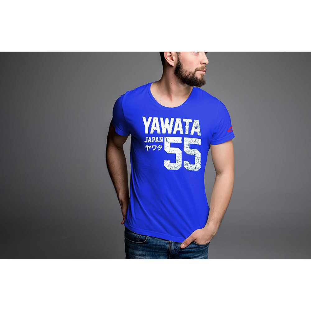 YAWATA เสื้อยืดคอกลมแขนสั้น ผู้ชาย ลาย YAWATA L55 สุดเท่ห์ สีฟ้า