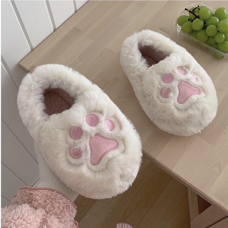 พร้อมส่ง🐈💕 รองเท้า อุ้งเท้าแมว Slipper สลิปเปอร์ขนนุ่ม 49022