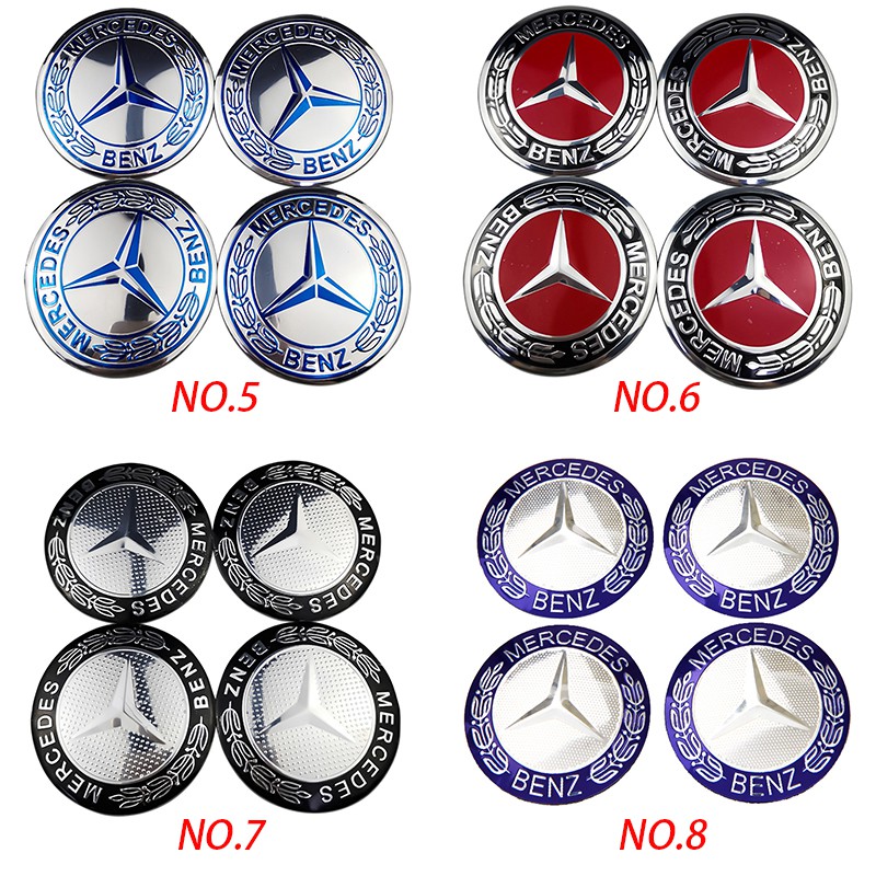 สติกเกอร์ติดล้อรถยนต์ ขนาด 56 มม. สำหรับ Mercedes Benz จำนวน 4 ชิ้น