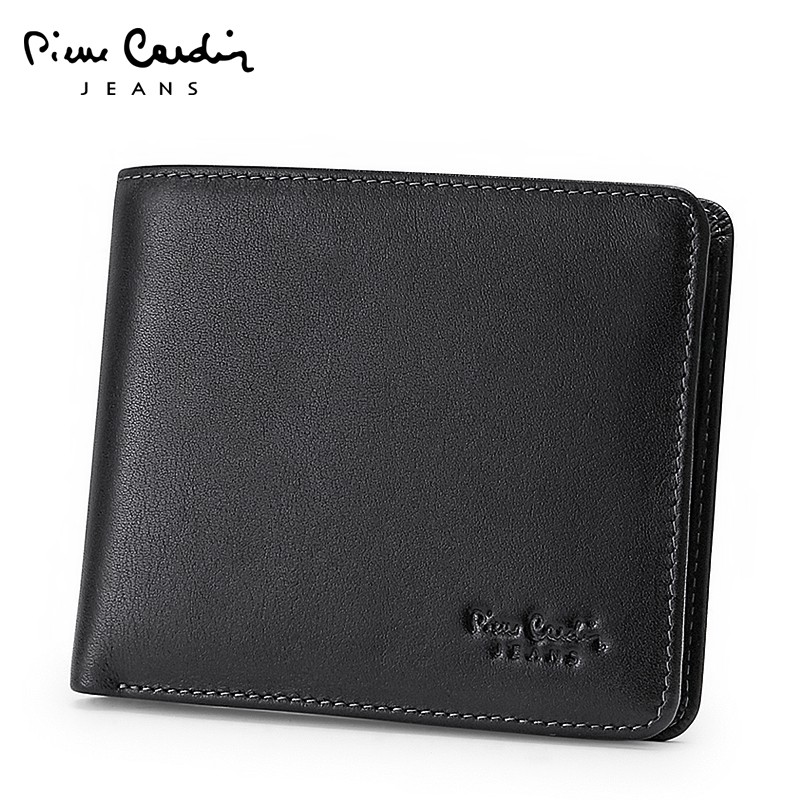 &gt; กระเป๋าสตางค์ผู้ชาย Pierre Cardin ธุรกิจหนังสั้นแนวสั้นเทรนด์สั้นแบรนด์แฟชั่นกระเป๋าใส่เหรียญหนังชั้นบนสุด 