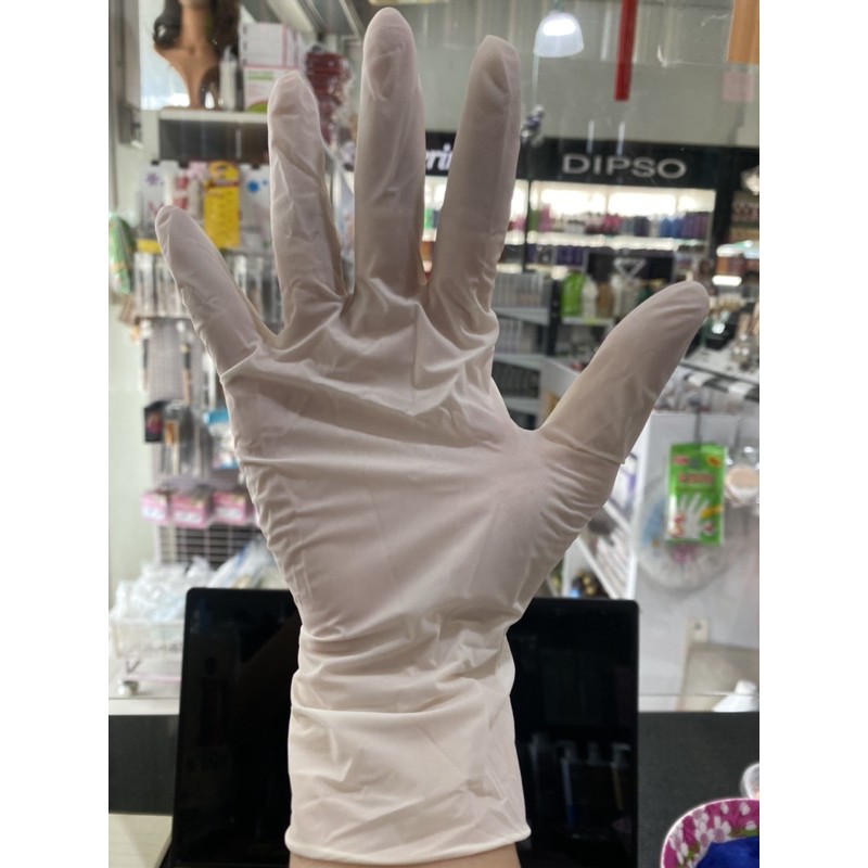 ถุงมือยาง 1 คู่  สีขาว ถุงมือ ราคาถูก Shopee Lazada