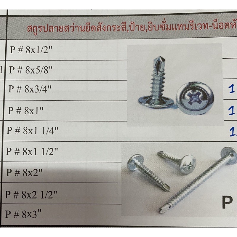 สกรูปลายสว่าน หัวเวเฟอร์ #8x1.1/2” (1000ตัว)