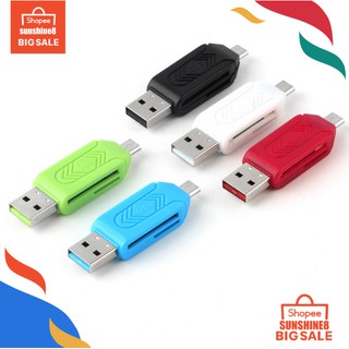 อแดปเตอร์การ์ดรีดเดอร์ จาก Micro USB OTG ไปยัง USB 2.0 อ่านการ์ด SD/Micro SD สำหรับ สมาร์ทโฟน พีซี