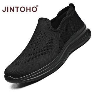 【JINTOHO】รองเท้าโลฟเฟอร์ลําลอง ผ้าตาข่าย ระบายอากาศ ขนาดใหญ่ สีดํา แฟชั่นฤดูร้อน สําหรับผู้ชาย 48