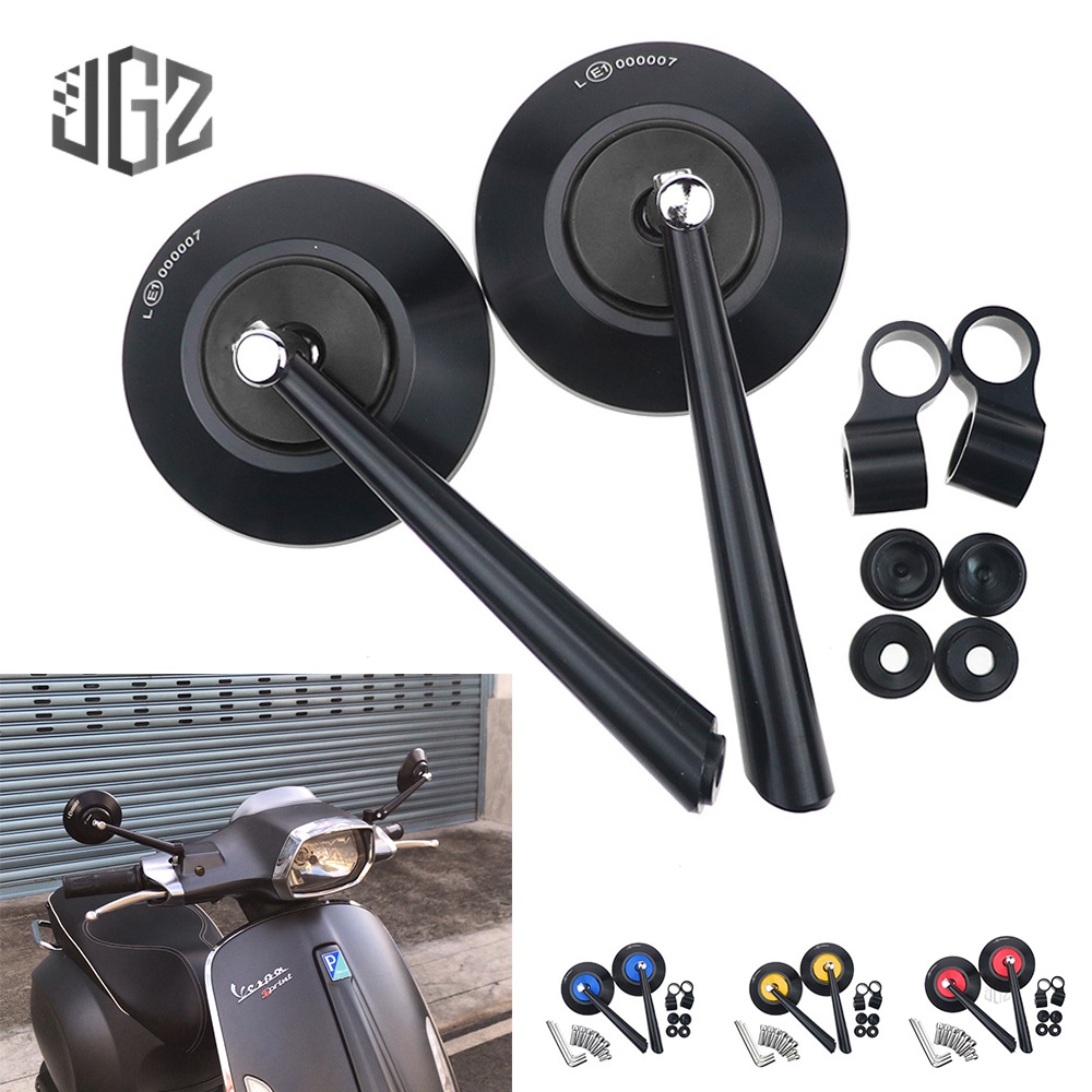 กระจกมอเตอร์ไซค์ สีดำ พร้อมกล่อง กระจกมองข้างมอเตอร์ไซค์ กระจกแต่งมอเตอร์ไซค์ for VESPA Sprint S Pri