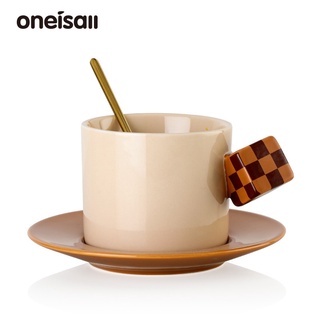 Oneisall ชุดถ้วยกาแฟ และจาน คุณภาพสูง สําหรับครัวเรือน และสํานักงาน