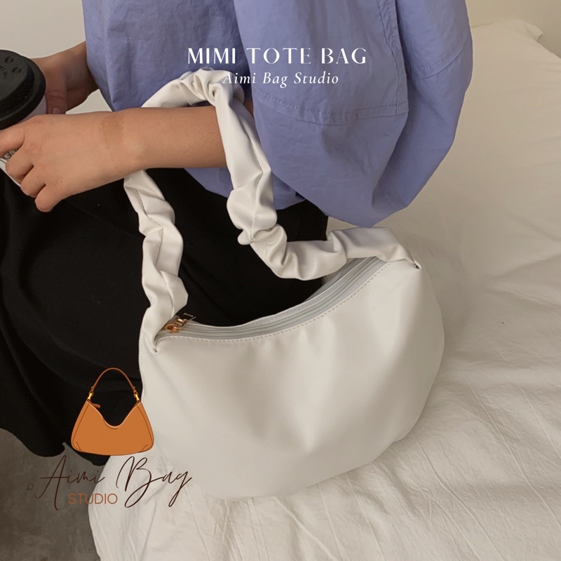 (พร้อมส่งจากไทย) T006 MIMI TOTE BAG กระเป๋าทรงช้อปปิ้ง หูย่นหนังนิ่ม ...