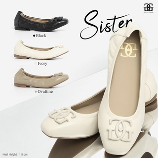 [ LoveGood ] SISTER (2) รองเท้าหนังแกะแท้ ทรงแฟลตบัลเล่ต์ อะไหล่โลโก้ LoveGood ส้น 1.5 cm