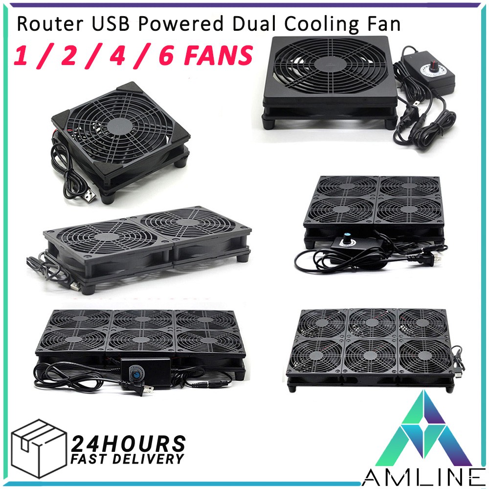 2500RPM USB Powered Cooling Modem Router กล่องทีวี 5V Dual USB Powered Cooler 1 / 2 / 4 / 6 พัดลมพร้