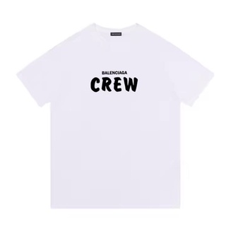 ❤️พร้อมส่ง❤️ เสื้อยืดแขนสั้นลําลอง ผ้าฝ้าย พิมพ์ลายตัวอักษร CREW ทรงหลวม สําหรับผู้ชาย และผู้หญิง