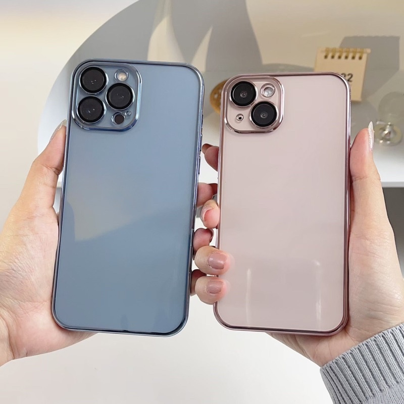 พร้อมส่งในไทย🦄 T1S138 เคสไอโฟน เคสขอบสีเมทาลิคคลุมเลนส์ คลุมกล้อง สำหรับ iPhone 11-13Promax