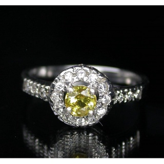 แหวนเงินแท้ 925 พลอยบุษราคัม Yellow Sapphire น้ำหนัก 0.89 กะรัต สวยไฟดีค่ะ