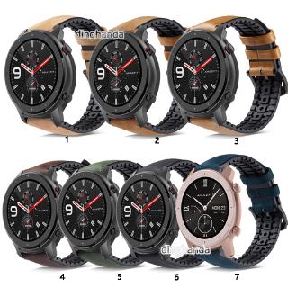 สายนาฬิกาซิลิโคนหนังแท้สำหรับ Huami Amazfit GTR 42mm 47mm GTR2 GTR 2e GTR 3 pro