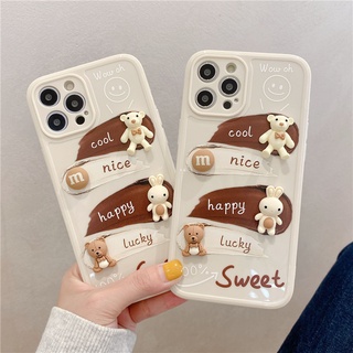 Lurrova เคส Infinix Smart 5 Infinix Hot 9 Play Infinix Hot 10 Play Infinix Hot 10S Infinix Hot 10 เคสโทรศัพท์มือถือ ซิลิโคน ลายการ์ตูนหมี กระต่าย 3D แฟชั่น สําหรับ