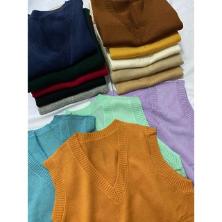 (พร้อมส่ง) เสื้อกั๊กไหมพรม สีพื้น ราคาถูก ผลิตในไทย