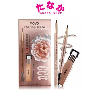 No.5146 NOVO FASHION BROW Eyebrow โนโว ดินสอเขียนคิ้ว แบบหมุน แถมไส้ดินสอ + บล๊อกคิ้ว 3 ชิ้น พร้อมไส้ดินสอเปลี่ยน3แท่ง