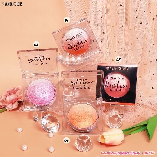 Sivanna  Rainbow Baked Blush (HF370) บลัชออนเนื้อคุกกี้อัดแข็ง รูปแบบทูโทนไล่สี เนื้อชิมเมอร์ละเอียด