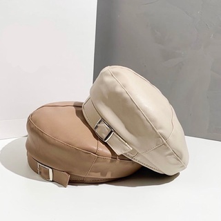 H015 Leather Beret With Tide หมวกเบเร่ต์หนัง PU