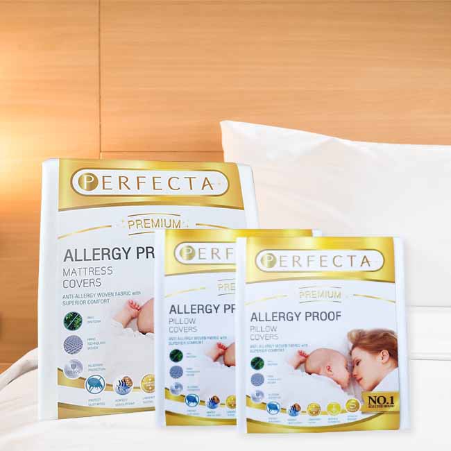 ชุดผ้าปูที่นอนกันไรฝุ่น 5 ฟุต Perfecta Premium (ปลอกหมอน 2, ผ้าปู 1)
