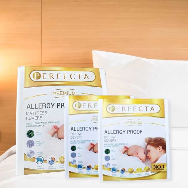 ชุดผ้าปูที่นอนกันไรฝุ่น 6 ฟุต (King set) Perfecta รุ่นPremium ผ้าปูกันไรฝุ่น ส่งไว กันไรฝุ่นได้จริง