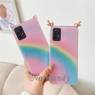 เคสโทรศัพท์ In Stock 2021 NEW Casing Samsung Galaxy A52S A22 A32 A42 A52 4G 5G A72 A12 A02 A02S Glitter Rainbow Phone Case TPU Bunny Ears Shockproof Back Cover เคส