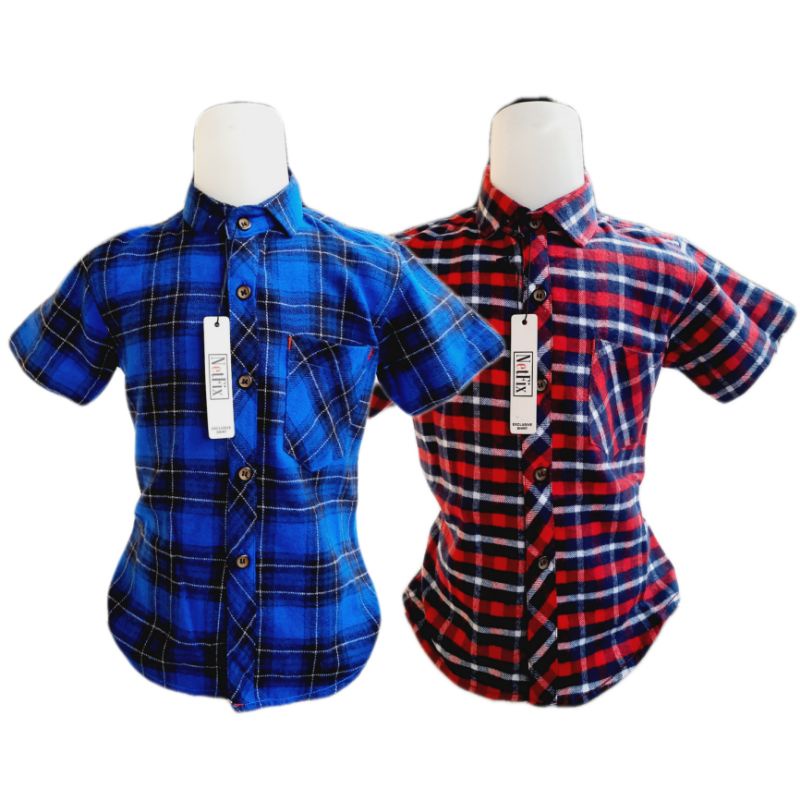 KEMEJA NetFix2022 เสื้อเชิ้ตผ้าสักหลาดเด็กชายระดับพรีเมียม