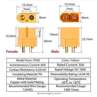 XT30 XT60 XT90 XT60E XT90E ขั้วต่อแบตเตอรี่ RC ปลั๊กเสียบปลั๊ก ESC Drone Connectors #แยกขายผู้เมีย