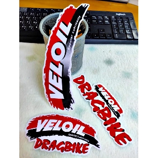 สติกเกอร์ VELOIL DRAGBIKE สติกเกอร์แต่งซิ่ง ตกแต่งรถยนต์ 1 ชุด 3 ชิ้น