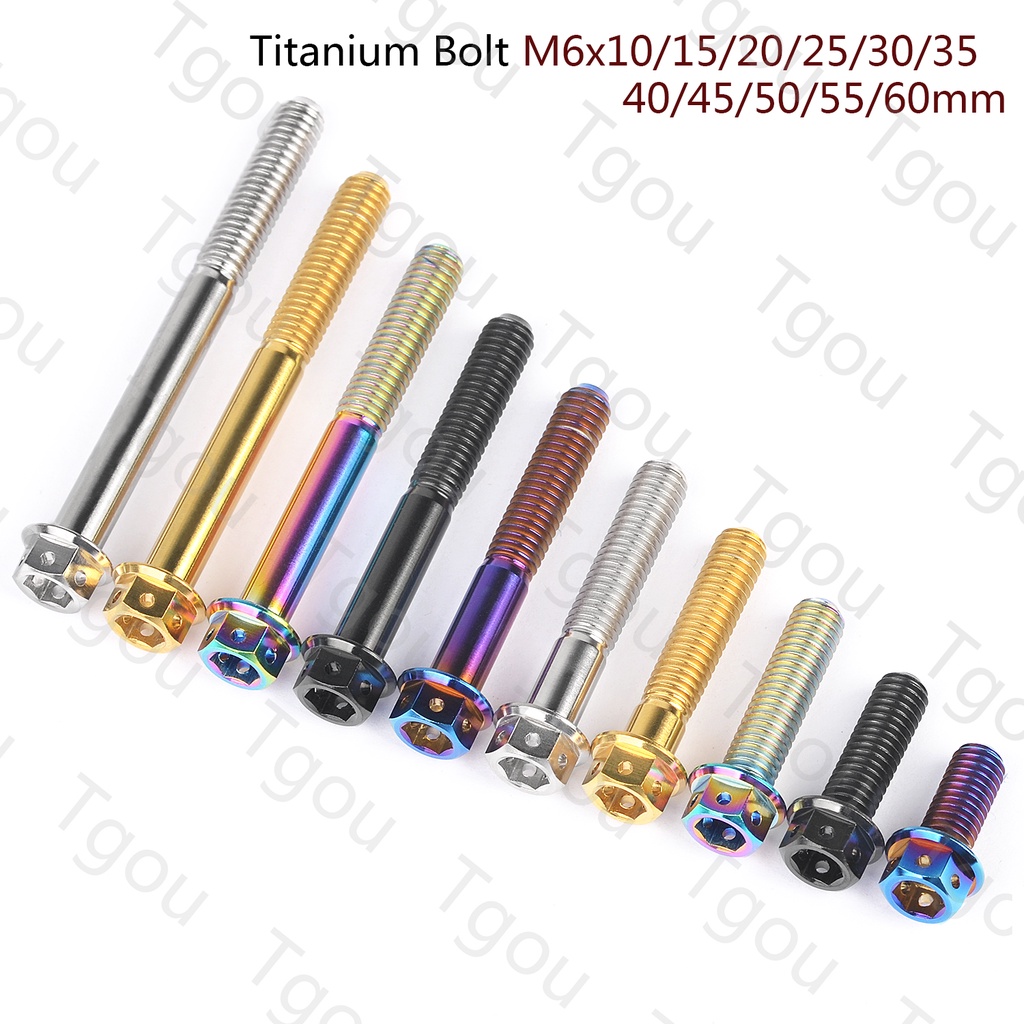 Tgou สกรูไทเทเนียม หัวหกเหลี่ยม M6x10 15 20 25 30 35 40 45 50 55 60 มม. สําหรับรถจักรยานยนต์