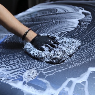 Munwow B&amp;W Wash Mitt (ถุงมือล้างรถไมโครไฟเบอร์คุณภาพสูง)