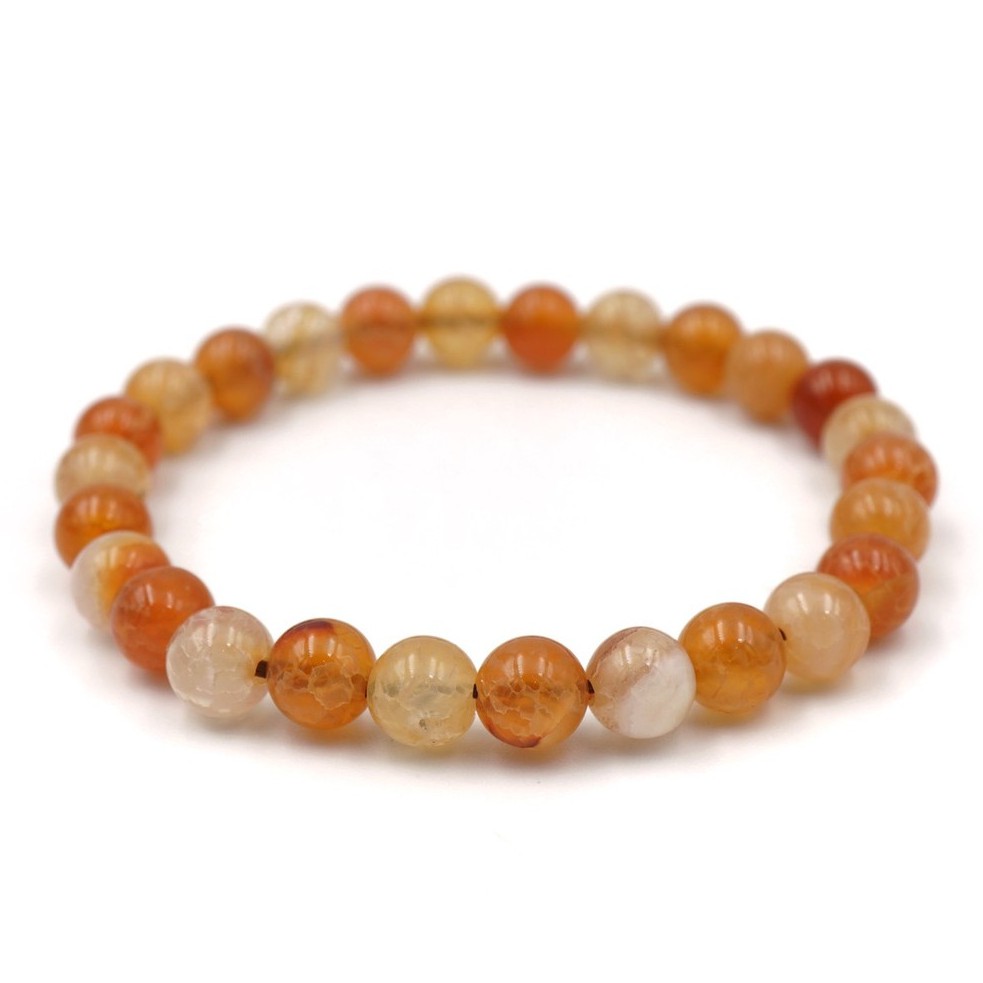 CRACKED AGATE หินเกล็ดมังกร สีส้ม ขนาด 6 มม. สร้อยข้อมือหินแท้ by siamonlineshop