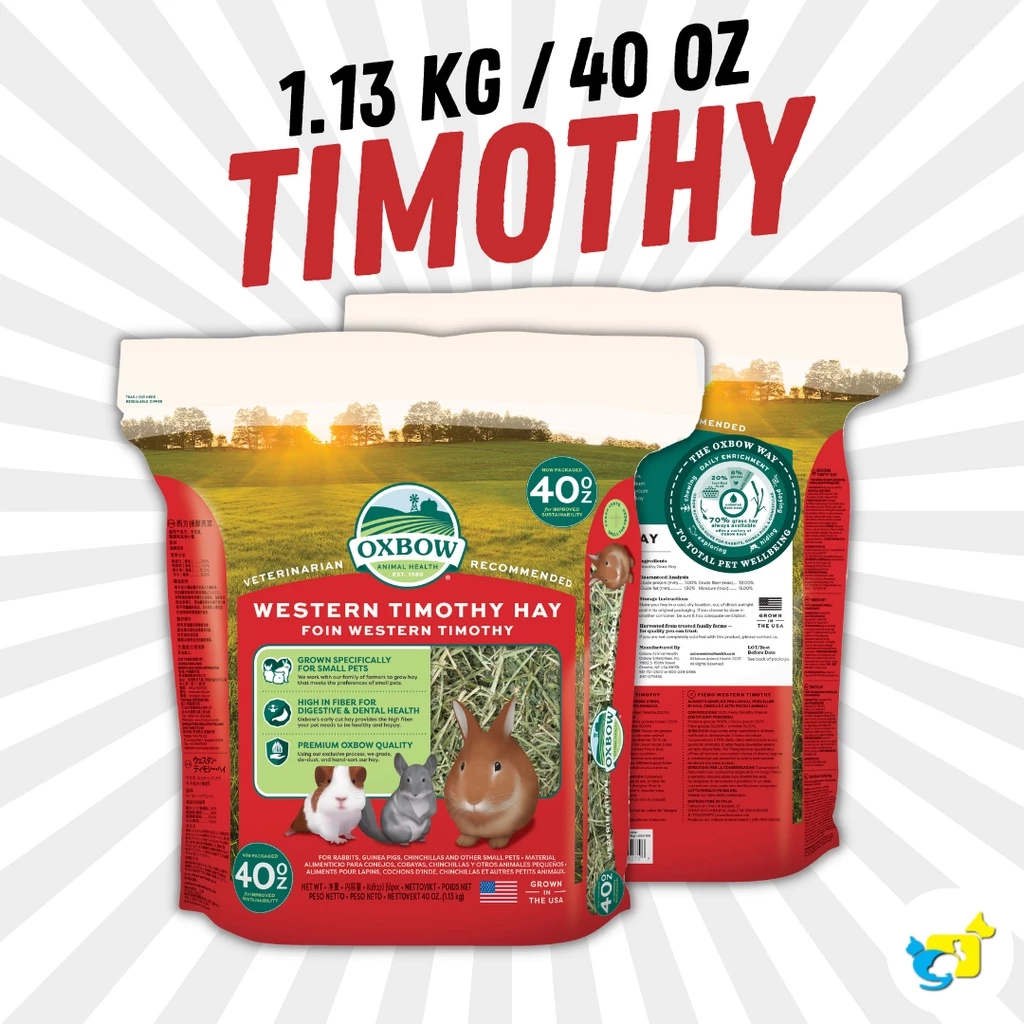 Oxbow Western Timothy 40 oz หญ้าทิโมธีออกซ์โบว์ ขนาด 1.13 กรัม