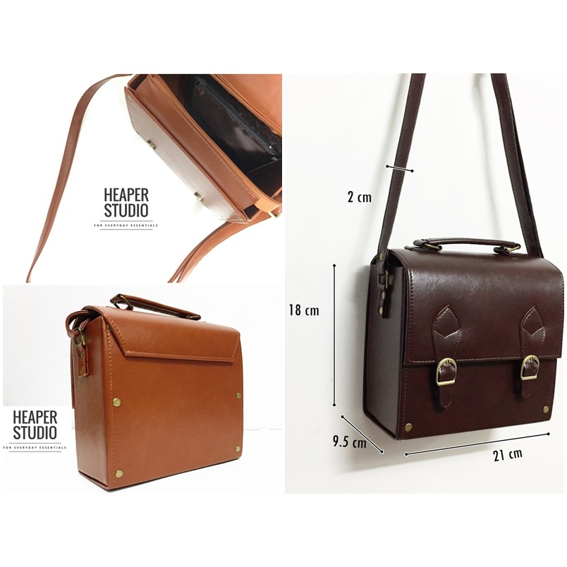 [มีโค้ดลด100บ]HEAPER BOX หนัง PU ทรงกล่อง สะพายข้าง crossbody bag