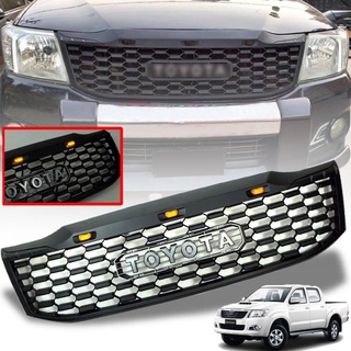 กระจังหน้า หน้ากระจัง LED 3 จุด สีส้ม รุ่น TOYOTA วีโก้ แชมป์ VIGO CHAMP ปี 2012 - 2014 สีดำ พร้อมโลโก้ ชุป โครเมี่ยม