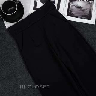 กางเกงขายาว lll Freesize lll PW503 เอวสูง ทรงขากระบอกกลาง มีกระเป๋า 2ข้าง มีขอบเอวเรียบ ตีเกร็ดหน้า เนื้อผ้าวูลเวฟ