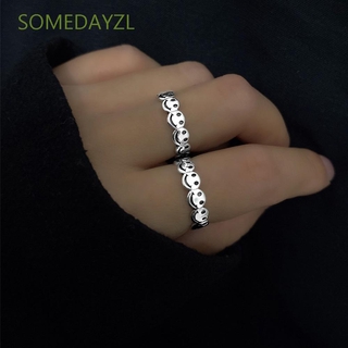 Somedayzl แหวนสีเงินสไตล์ฮิปฮอปสําหรับผู้ชายผู้หญิง