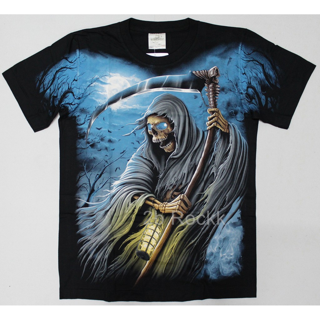 เสื้อยืด ผี กะโหลก ยมทูต Rock Eagle Discharge T-Shirt G126 ไซส์ยุโรป