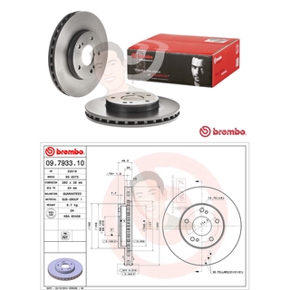 09 7933 11 จานเบรค ล้อ F (ยี่ห้อ BREMBO) รุ่น PVT UV NISSAN Cefiro A33 2.0 3.0 ปี2001-&gt;