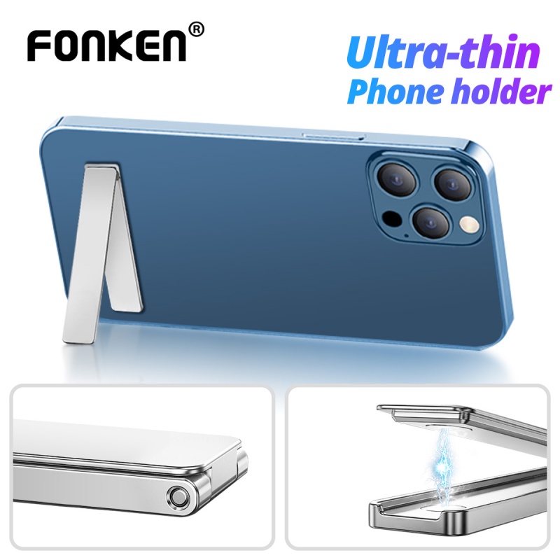 Fonken ที่วางโทรศัพท์ โลหะ สากล มินิ พับได้ ตั้งโต๊ะ รูปตัว L สติกเกอร์ด้านหลัง เมาท์สําหรับ Samsung Xiaimi Huawei